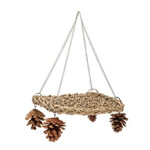 Bird Seagrass Swing Toy,Seagrass Woven Climbing Hammock Swing Mat Bird Climbing Hammock Bird Perch Stand Chewing Toy Bird Trapeze Bird Swing for Small Birds Lovebird Budgie Conure Parrotlet Parakeets