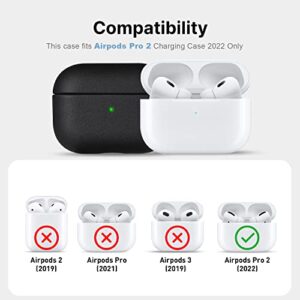 Valkit Compatible AirPods Pro 2nd Generation Case Leather Texture TPU Airpods Pro 2 Protective Case with Lanyard for Women Men Hard Shell Shockproof Cover for Air Pods Pro 2nd Gen 2022 Charging Case