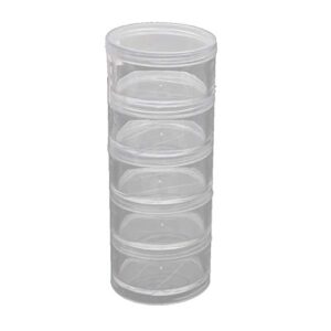 diarypiece 5pcs clear empty stackable plastic cosmetic container pot jars with lids for make up, eye shadow, nails, powder, gems, beads, jewelry (25mm high each)