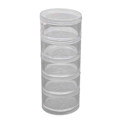 Diarypiece 5Pcs Clear Empty Stackable Plastic Cosmetic Container Pot Jars with Lids for Make Up, Eye Shadow, Nails, Powder, Gems, Beads, Jewelry (25mm high each)