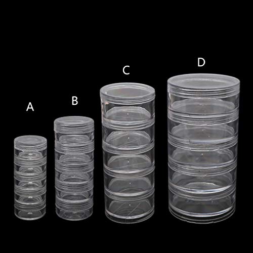 Diarypiece 5Pcs Clear Empty Stackable Plastic Cosmetic Container Pot Jars with Lids for Make Up, Eye Shadow, Nails, Powder, Gems, Beads, Jewelry (25mm high each)