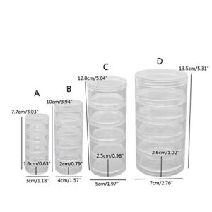 Diarypiece 5Pcs Clear Empty Stackable Plastic Cosmetic Container Pot Jars with Lids for Make Up, Eye Shadow, Nails, Powder, Gems, Beads, Jewelry (25mm high each)