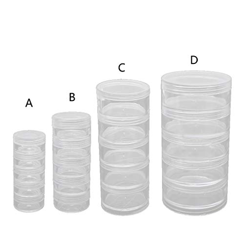 Diarypiece 5Pcs Clear Empty Stackable Plastic Cosmetic Container Pot Jars with Lids for Make Up, Eye Shadow, Nails, Powder, Gems, Beads, Jewelry (25mm high each)