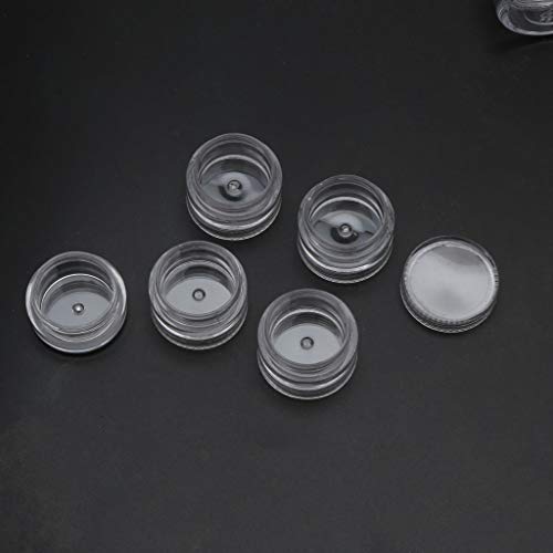Diarypiece 5Pcs Clear Empty Stackable Plastic Cosmetic Container Pot Jars with Lids for Make Up, Eye Shadow, Nails, Powder, Gems, Beads, Jewelry (25mm high each)