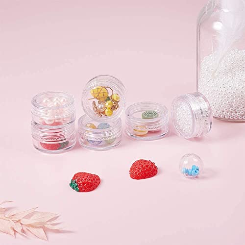 Diarypiece 5Pcs Clear Empty Stackable Plastic Cosmetic Container Pot Jars with Lids for Make Up, Eye Shadow, Nails, Powder, Gems, Beads, Jewelry (25mm high each)