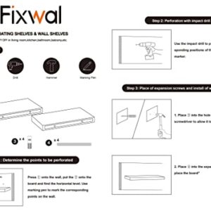 Fixwal White Floating Shelves, Set of 2 Wall Shelves, Large 23.6in x 6in Wall Mounted Shelf for Bedroom, Living Room, Bathroom and Plants