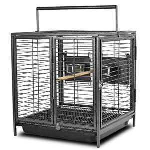 portable bird travel carrier cage 19 inch with handle for small parrots canaries budgies parrotlets lovebirds conures cockatiels black