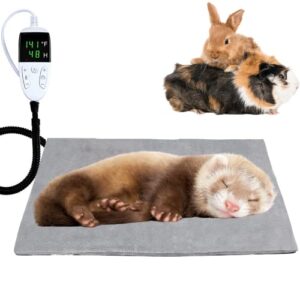 haichen tec small animal heating pad - electric pet heated mat auto temperature control waterproof indoor house heater bed blanket for rabbits ferret chinchilla guinea pigs puppy kitten new born pet