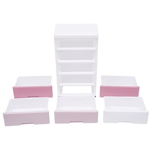 Gdrasuya10 Plastic Drawers Dresser, Storage Cabinet with 5 Drawers, Organizer Unit Stable Cart on Wheels Waterproof Plastic Cabinet with Drawers for Bedroom Apartment, Gradient Pink