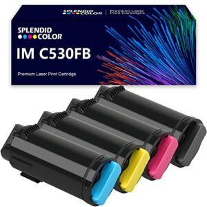splendidcolor remanufactured 4pk im c530fb toner cartridge replacement for ricoh im c530f c530fb printer.(418236 418237 418238 418239)