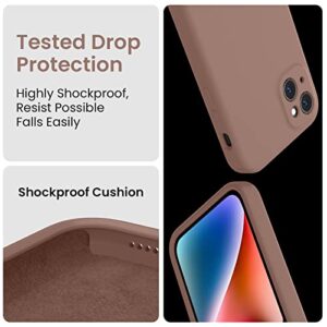 FireNova Designed for iPhone 13 Case, Silicone Upgraded [Camera Protection] Phone Case with [2 Screen Protectors], Soft Anti-Scratch Microfiber Lining Inside, 6.1 inch, Light Brown