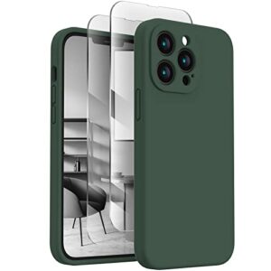 firenova for iphone 13 pro max case, silicone upgraded [camera protection] phone case with [2 screen protectors], soft anti-scratch microfiber lining inside, 6.7 inch, alpine green