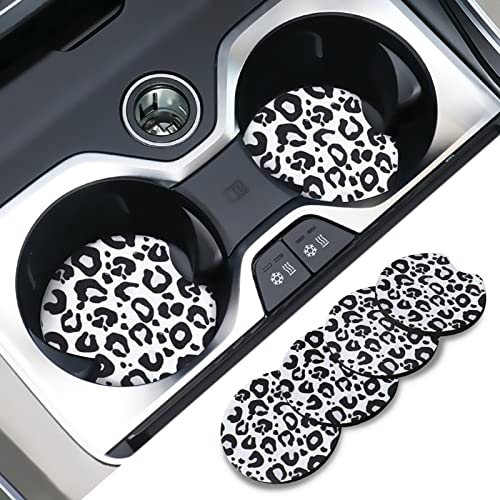 Car Cup Holder Coaster 4 Pack Cheetah Print Car Coasters Universal Rubber Backing Non-Slip Car Coasters for Cup Holders Car Accessories for Women & Men