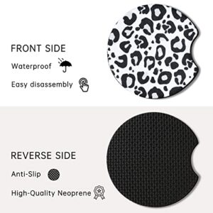 Car Cup Holder Coaster 4 Pack Cheetah Print Car Coasters Universal Rubber Backing Non-Slip Car Coasters for Cup Holders Car Accessories for Women & Men