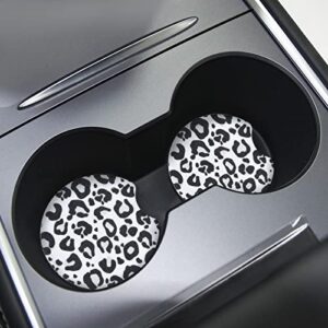 Car Cup Holder Coaster 4 Pack Cheetah Print Car Coasters Universal Rubber Backing Non-Slip Car Coasters for Cup Holders Car Accessories for Women & Men