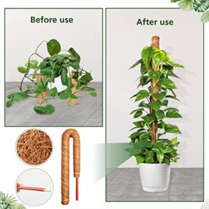 SMINDER Moss Pole for Plants Monstera, 2PCS 47.2 Inch Bendable Plants Stakes, Coco Coir Pole Potted Plants Support, Plant Sticks for Indoor Climbing & Growing Upwards