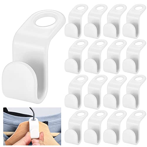 65 Pcs Clothes Hanger Connector Hooks, Cascading Hangers Extender Clips, Space Saving Hanger Closet Organizer Hooks, Cascading Connection Hooks for Shirt Clothes Coat Hangers - White