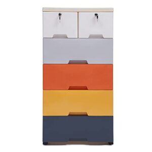 6 drawer dresser tall plastic drawer dresser vertical dresser storage tower storage cabinet closet drawers organizer for bedroom, living room, entryway, closets easy pull w/wheels (morandi color)