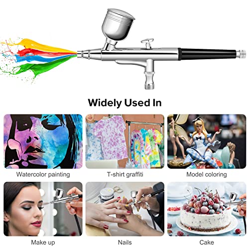 COSVII 40 PSI Airbrush Kit, Multi-Function Dual-Action Airbrush Set, Air Brush Kit With Air Compressor 3 Gears Pressure Adjustable for Painting Art Model Makeup Nail Cake Decorating Tattoo