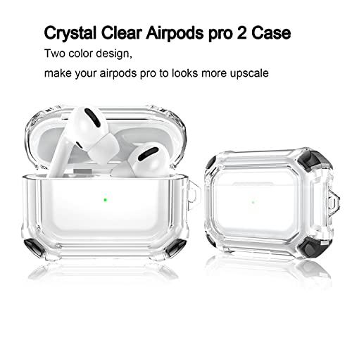 Xuyoz Airpods Pro 2nd Generation Case Cover, Airpods pro 2 Case, Clear Soft TPU Rugged Shockproof Air pod pro 2 Protective Case for Men Women with Keychain Clip for Airpods pro 2nd 2022