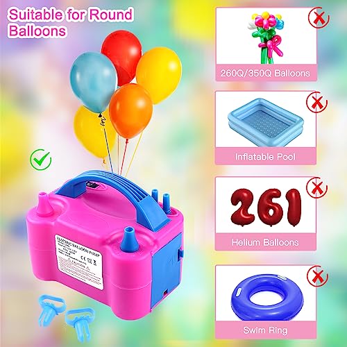 Balloon Pump Electric, 110V 600W Balloon Blower Inflator Dual Nozzle Air Pump Balloons Inflator for Decoration, Party, Sport,Gifts:2 Balloon Tying Tools