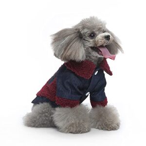 Winter Coats for Medium Large Dogs,Fleece Denim Warm Puppy Jacket for Cold Weather,V-Collar Dog Vest Sweater Clothes