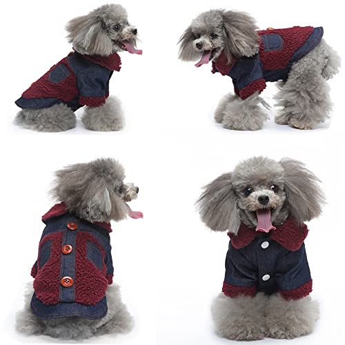 Winter Coats for Medium Large Dogs,Fleece Denim Warm Puppy Jacket for Cold Weather,V-Collar Dog Vest Sweater Clothes