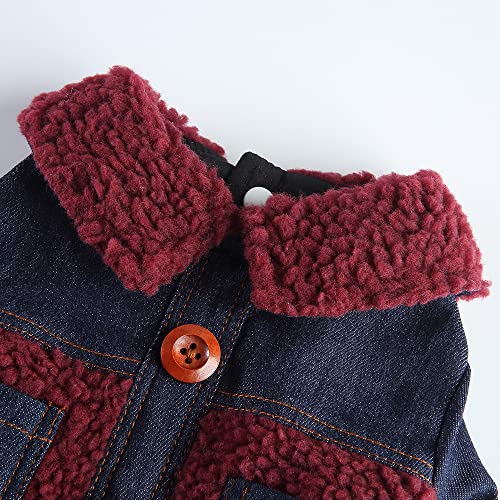 Winter Coats for Medium Large Dogs,Fleece Denim Warm Puppy Jacket for Cold Weather,V-Collar Dog Vest Sweater Clothes