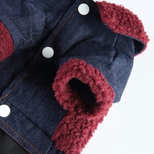 Winter Coats for Medium Large Dogs,Fleece Denim Warm Puppy Jacket for Cold Weather,V-Collar Dog Vest Sweater Clothes