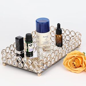 Perfume Trays for Dresser,Modern Skincare Crystals Mirrored Tray, Small Glass Tray, Mirror Vanity Trays Perfume Organizer Trays for Makeup,Jewelry，Cosmetic, Home Decor Counter Perfume Tray