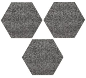 furnish my place modern indoor/outdoor commercial gray rug, modern area rug, baby nursery mat, pet-friendly carpet for living room, playroom, made in usa, 3' hexagon - set of 3