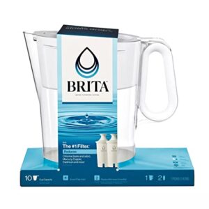 Brita Large 10 Cup Water Filter Pitcher with Smart Light Filter Reminder and 2 Standard Filtes, Made Without BPA, White (Packaging May Vary) (1512822)