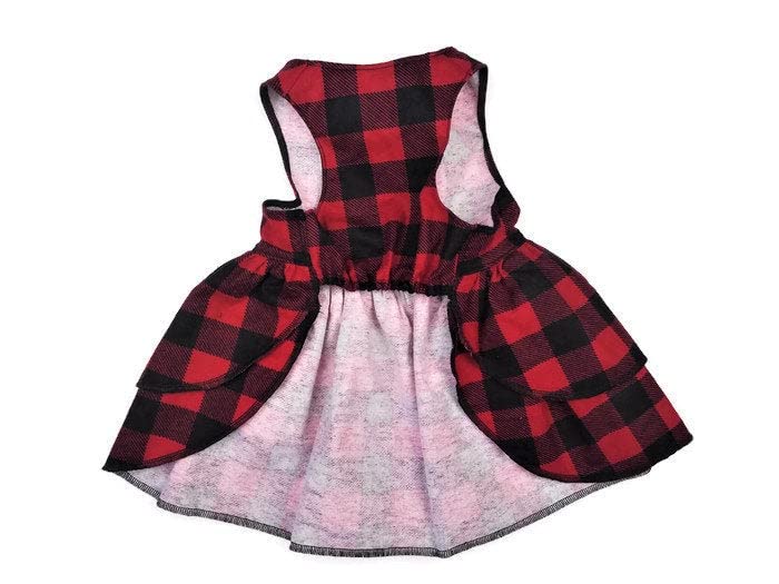 Red Buffalo Plaid Christmas Dog Dress, Holiday Dog Dress, Christmas Dog Clothes, Fits Dogs XS to 5XL (5XL 60-95lbs)