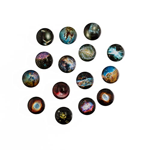 15-Pack Glass Magnets of Iconic Images of The Universe Captured by NASA's Hubble Telescope Decorative Fridge Glass Magnets Set with Images of The Galaxy for Science and Space Enthusiasts Home Decor