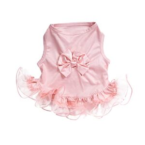 christian siriano new york pink tiered bow dress for dogs, xs