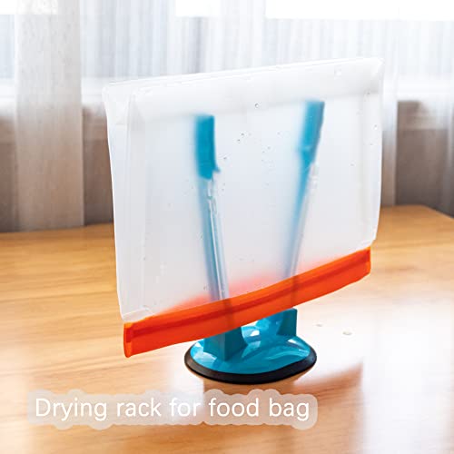 Meetall Baggy Rack for Meal Prep,Opener and Holder for Food Storage Bags,Freezer Bag,Ziploc Bag.Best Kitchen Assistant.Clip Food Storage Bags Onto Holder.Reusable Drying Rack.(6Pack,Green/Yellow/Blue)