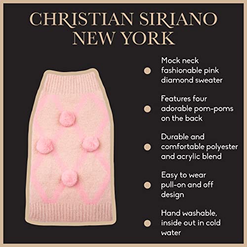 Christian Siriano New York Pink Diamond Pom Sweater for Dogs, S