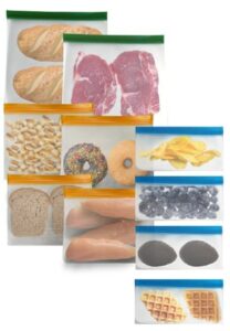 ecohome essentials reusable food storage flat bags - 10 pack, bpa free, leakproof, freezer safe, fda food grade, 2 gallon+4 sandwich+4 snack