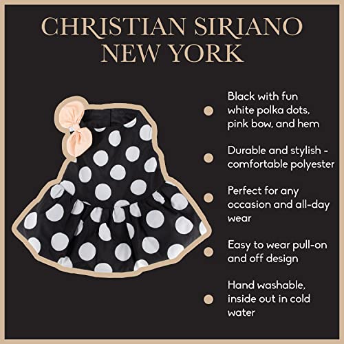 Christian Siriano New York Black Polka Dot Bubble Hem Dress for Dogs, XS