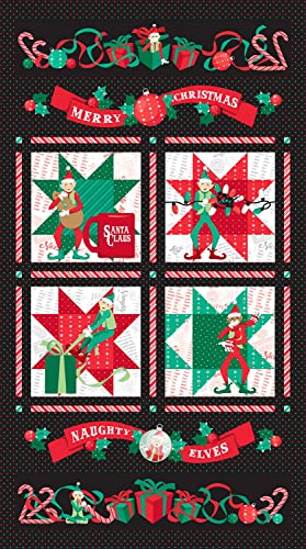 Quilt Kit - Naughty Elves - 33" X 52" Elf Panel Wall/Lap Quilt - Top & Binding