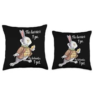 Red Magnolia Lane Alice in Wonderland White Rabbit Running Late Hurrying Throw Pillow, 16x16, Multicolor