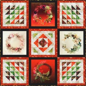 quilt kit - festive panels - 54" x 54" festive beauty wreath block quilt - top & binding