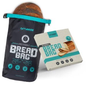 bread bags for homemade bread storage - reusable large bread bag - freezer safe bread saver - sourdough bread making & fresh bread storage solution (black)