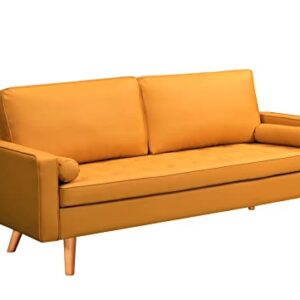 Container Direct US Pride Furniture 69.68'' Wide Faux Leather Modern Luxury Beautifully Style Living Room Removable Cushions and Solid Wood Legs Sofas, Apricot