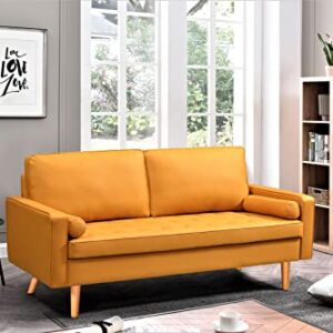 Container Direct US Pride Furniture 69.68'' Wide Faux Leather Modern Luxury Beautifully Style Living Room Removable Cushions and Solid Wood Legs Sofas, Apricot