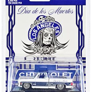 M2 1973 Chevy Custom Deluxe 10 Pickup White Met w/Graphics Dia De Los Muertos Los Angeles LTD ED to 8250 pcs 1/64 Diecast Model Machines 31500-MJS49