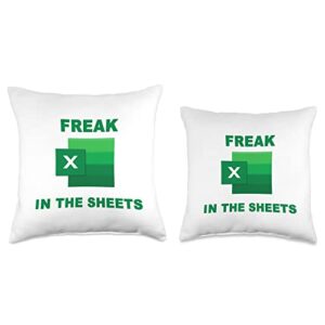 Freak In The Excel Sheets Throw Pillow, 16x16, Multicolor