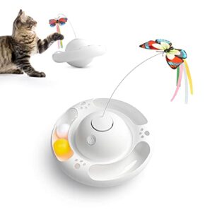 potaroma cat toys tumbler smart interactive electronic kitten toy, fluttering butterfly, bell track balls, indoor exercise cat kicker, 3 aa batteries required (bright white)