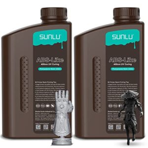 sunlu 2 kg*2 bottles abs-like 3d printer resin, 405nm uv curing photopolymer rapid 3d resin for 4k 8k lcd/dlp/sla 3d printers, non-brittle & high precision & low shrinkage, 2000g*2, grey & black