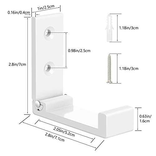 Folding Coat Hooks, 5pcs White Wall Hooks Heavy Duty for Hanging Coat Towel Backpack, Foldable Adhesive Hooks, Headphone Jacket Holder, Aluminum Alloy No Rust Hooks with Screws for Purse Hat Bag Keys